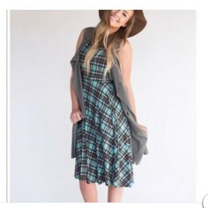 Agnes & Dora Angelou Green Brown Plain Dress EUC Sz XSmall (0-2)